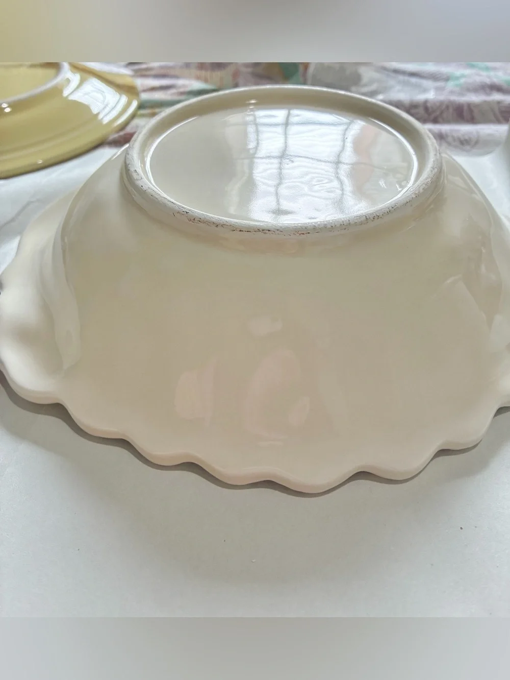 Turkey Serving Bowl, Embossed, Scalloped Edge and Handpainted. 1970s Japan. EC
